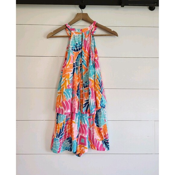 Lilly Pulitzer Edona Romper Goombay Smashed Vacation Cruise Colorful Beachy Sz 2 - Picture 4 of 11